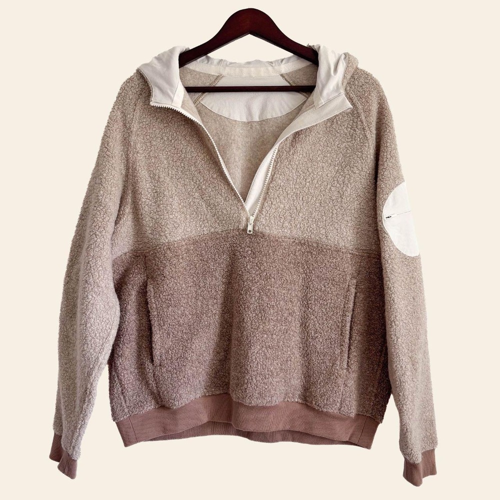Wool Outdoor Voices Color Block Sherpa Half-Zip Hoodie